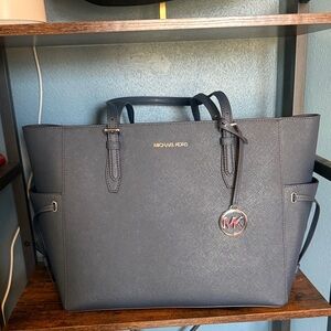 Michael Kors Dark Blue Leather Tote NWT